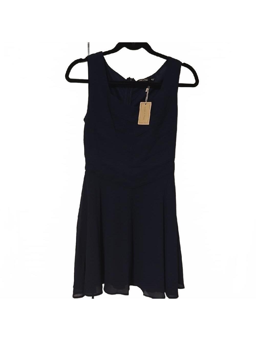 Doe & Rae Navy Fit & Flare Dress Scoop Neck Size S NWT